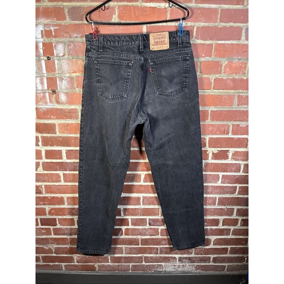 Vintage 90s Levi's 550 Jeans Relaxed Tapered Leg USA Black W36 34L, Real 36x34 - Picture 4 of 7